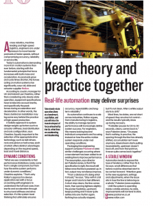 Magazine article from Machinery Update discussing packaging line stability and automation performance